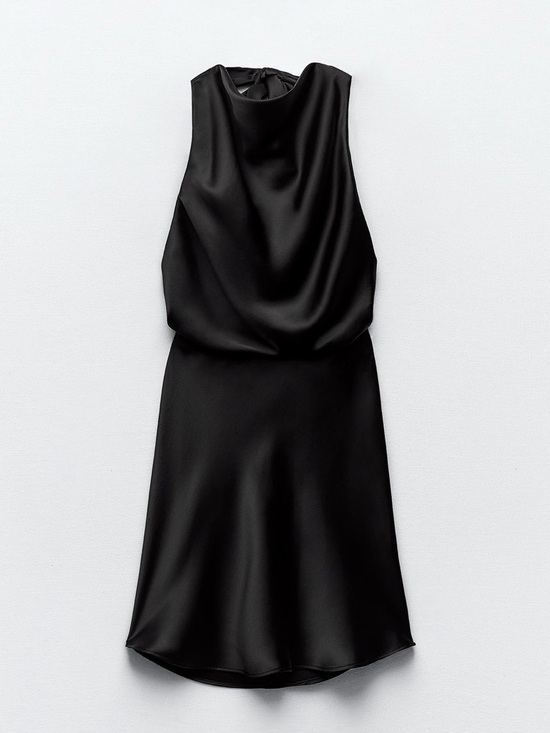 Zara Dresses & Skirts - Zara Halter Backless Mini Satin Dress in Black